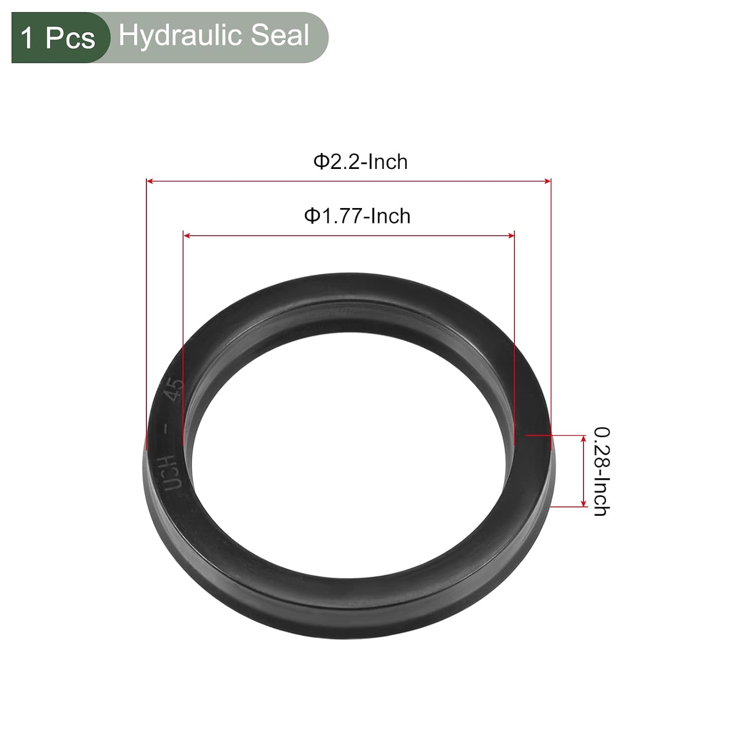 YOKIVE Hydraulic Seal, Pistons Shaft USH Oil Seal O-Ring Great for Hydraulic (Black, 1.77x2.2x0.28-inch)
