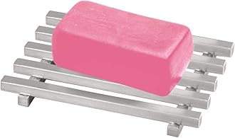 iDesign Kyoto Soap Dish/Holder, Lattice Design, Made of Stainless Steel, Brushed Steel Regular 14380