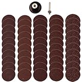 Gettimore 5,1 cm Schleifscheiben für Bohrmaschinen und Schneideisen, Schmirgeltuch-Schleifmittel mit 50 Stück und Halter, rot, kompatibel mit Rotationswerkzeugen