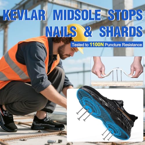 Image of Steel Toe Work Shoes for Men Lightweight Safety Shoes with Puncture Resistant Sole Comfortable Construction Industrial Work Shoe for Warehouse