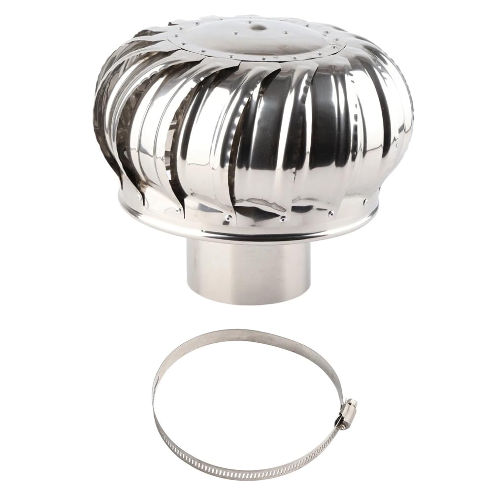 Jnchdghwa Silver 4.33In Stainless Steel Automatic Silent Roof Ventilator Roof Ventilating Fan Attic Ventilator