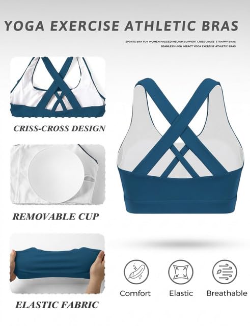 Image of Buauty 2 Packs Sports Bras for Women High Support, Push Up Sports Bra, Criss-Cross Back High Impact Yoga Bras for Large Bust
