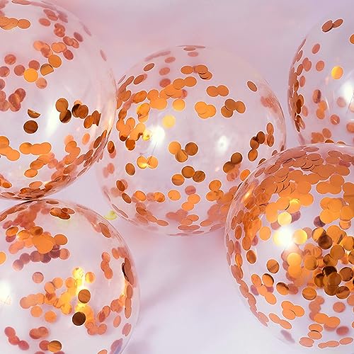 Image of VHUWE Orange Confetti Balloons, 25 Pcs Thickened 12 Inch Clear Latex Balloon with Confetti Inside for Graduation Decorations Engagement Bridal Shower Party Baby Shower Birthday Party Supplies