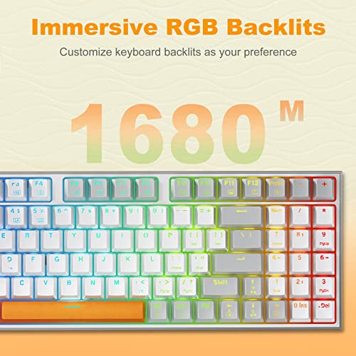 Redragon Mechanical Gaming Keyboard, Wired Mechanical Keyboard With Rgb Backlit, 94 Keys, Programmable Macro Editing, Numeric Pad, Compact Keyboard Mechanical For Pc Mac Ipad, K636Wgo,White #TOP2