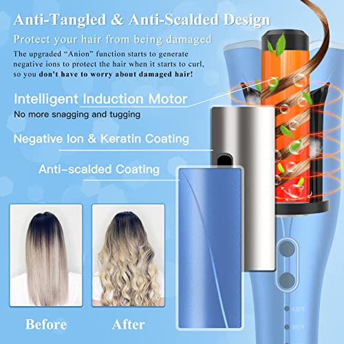 Auto Hair Curler, Automatic Curling Iron Wand With 1" Large Rotating Barrel & 4 Temps & 3 Timer Settings, Curling Iron With Dual Voltage, Auto Shut-Off, Fast Heating Spin Iron For Hair Styling #TOP3