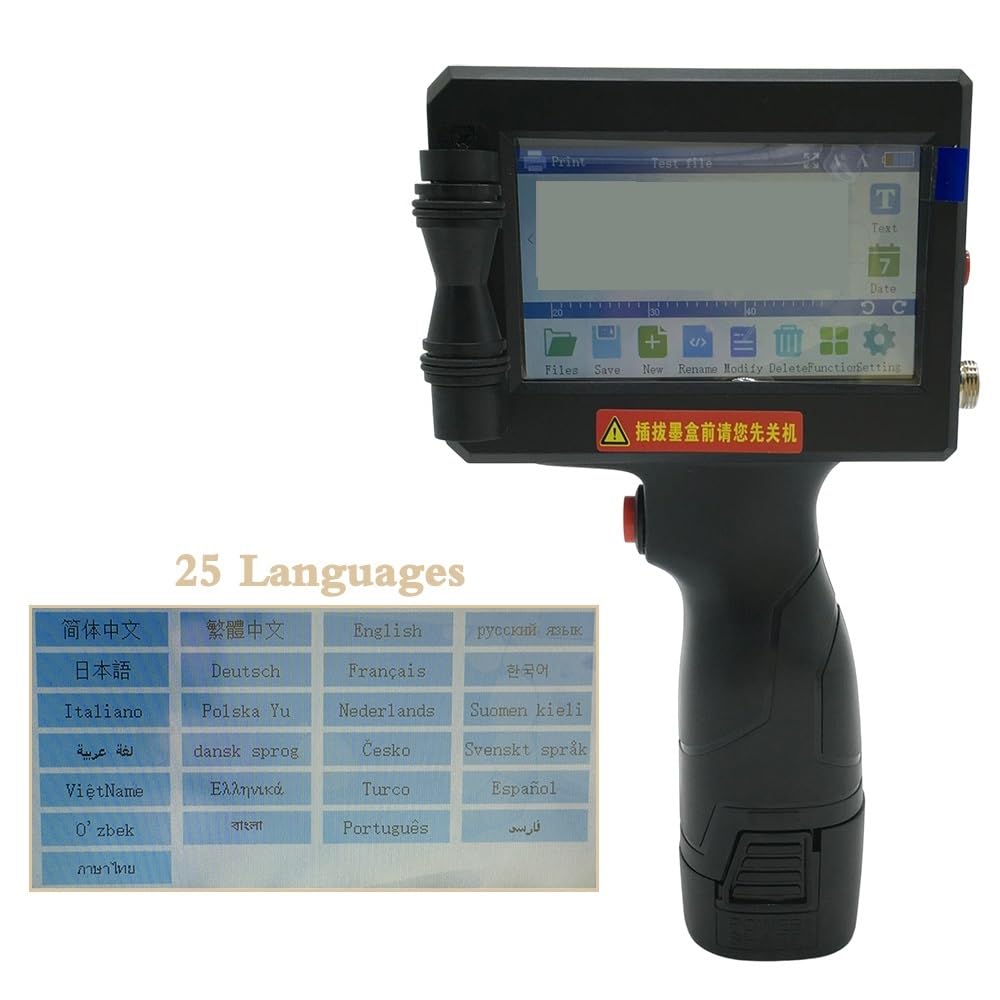 Stampante a getto d'inchiostro portatile, touch screen 12,7 mm Stampante a getto d'inchiostro portatile Stampante per etichette codificatore ad asciugatura rapida Stampante termica con logo QR Code