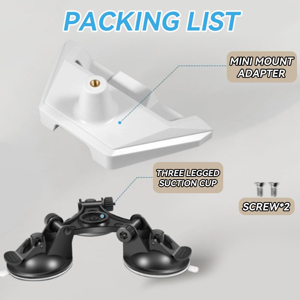 Starlink Mini Mount,Starlink Mini Car Mount with Mini Suction Cups,Portable Installation Bracket with 1/4-inch Nut Adapter for Starlink Mini, Stable Starlink Mini Black Tripod Set