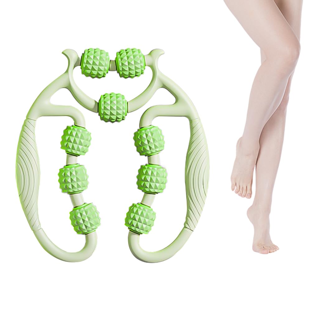 ANYSENT Circular Leg Clamp,2025 New Manual Massage Relax Roller with 9 Wheels,Clamp Leg Massager Multifunctional Ring Roller Neck Hand Arm Muscle