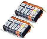 12 Multipack de alta capacidad Canon CLI-526 , PGI-525 Cartuchos Compatibles 2 negro pequeño, 2 ciano, 2 gris, 2 magenta, 2 amarillo, 2 negro grande para Canon Pixma MG6250, Pixma MG8250. Cartucho de tinta . CLI-526BK , CLI-526C , CLI-526GY , CLI-526M , CLI-526Y , PGI-525BK © 123 Cartucho