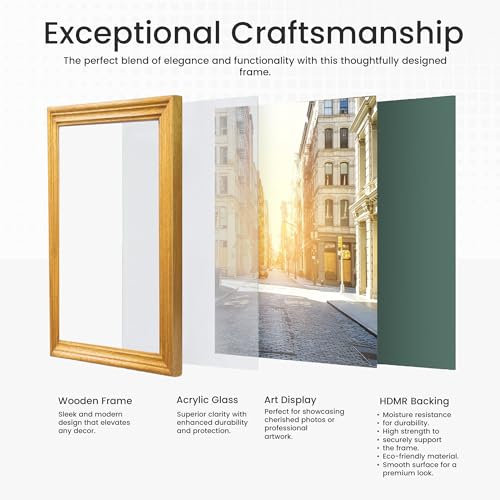 Image of Handmade Wooden Rectangular Photo Frame,A3 (29.7 X 42 Cm) Display For Artworks,Pictures And Photos Of Your Loved Ones,Best For Home,Office,Wall Decor,Living Room,Bedroom,Red Cedar,Yellow
