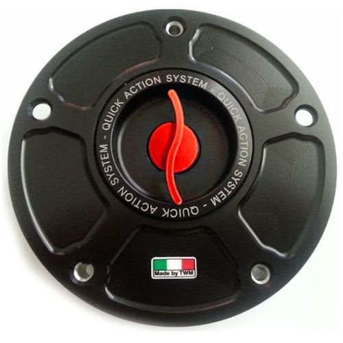 TWM Quick Action CNC Billet Fuel Gas Cap with Red Handle fits Ducati ST2 ST3 ST4 748 916 996 998 848 1098 1198 MONSTER