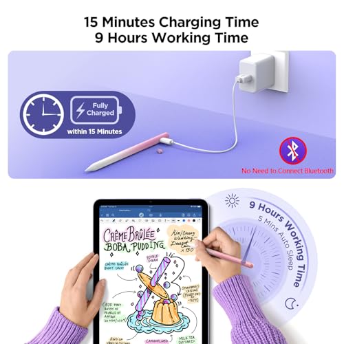Image of DEGGE Stylus Pen for iPad 2018-2025, 15Mins Fast Charge for Apple Pencil, Palm Rejection, Compatible with iPad A16 11 /10 /9 /8 /7 /6, iPad Pro M5 /M4 /12.9 inch /11 inch, iPad mini 7 /6 /5, iPad Air M3 /M2 /5 /4 /3