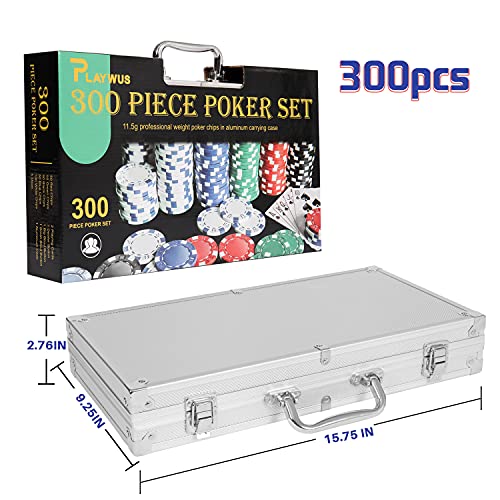 image for PLAYWUS Casino Poker Chip Set, 300 PCS Poker Chips with Aluminum Case,
