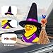 CoFuBcad Halloween Duck Car Ornament, Rubber Duck Car Dashboard Decor with Mini Witch Hat Sash Glasses Cloak Mini Broom