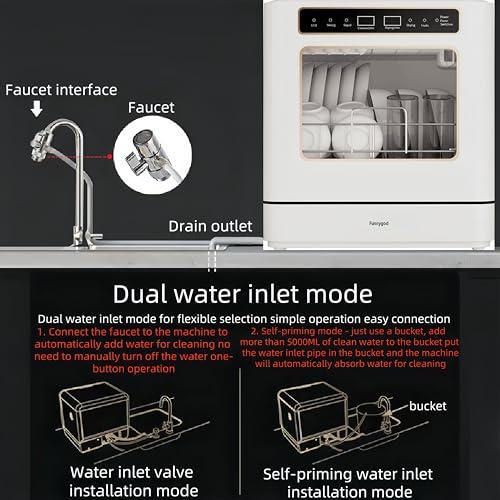Countertop Dishwasher with Built-in Water Tank