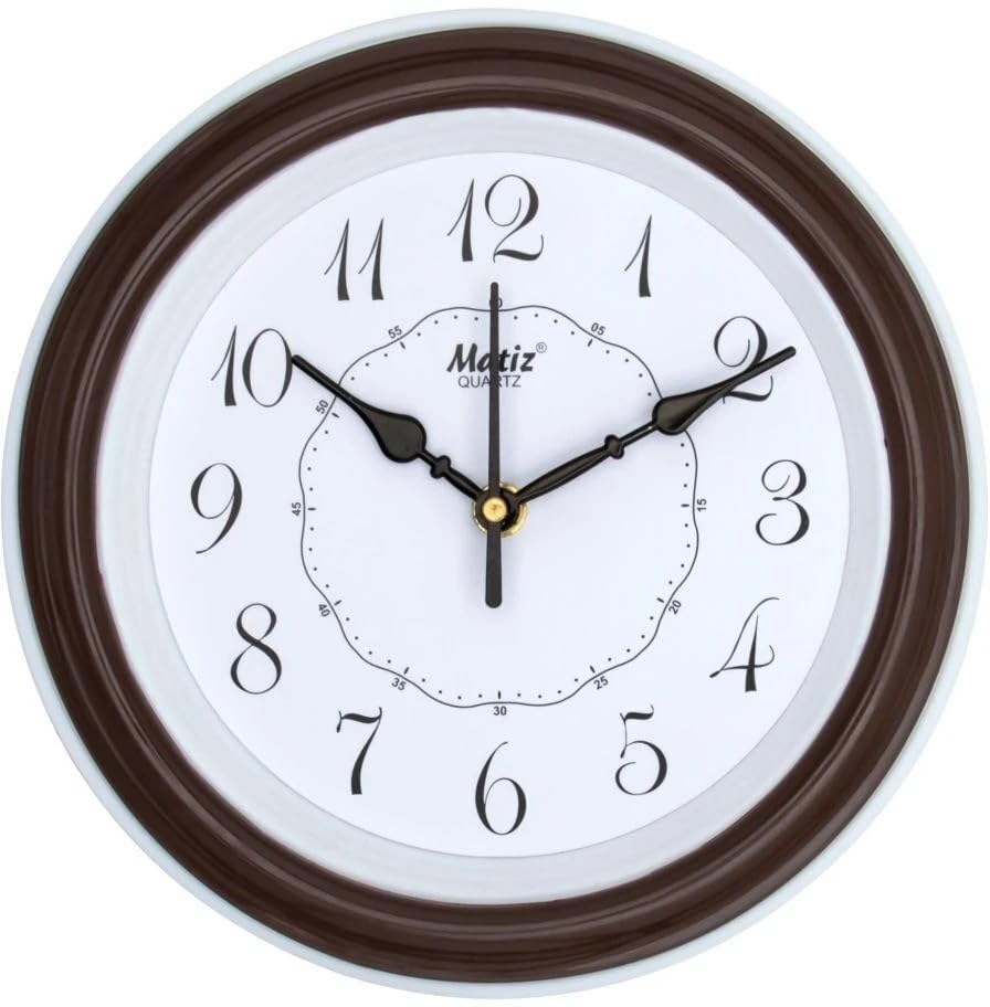 Image of Matiz Analog 30 cm X 30 cm Wall Clock | Brown | with Glass | Standard| 107 Brown