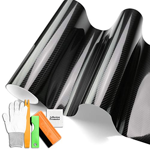 JDMBESTBOY Free Tool Kit 5D Basic High Gloss Black Carbon Fiber Car Vinyl Wrap Sticker Decal Film Sheet Air Release - 60