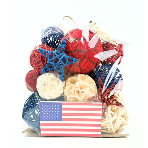 ANDALUCA American Flag Decorative 4th of July Vase Filler Bag with Orbs, Decorative Balls (Red, White & Blue)