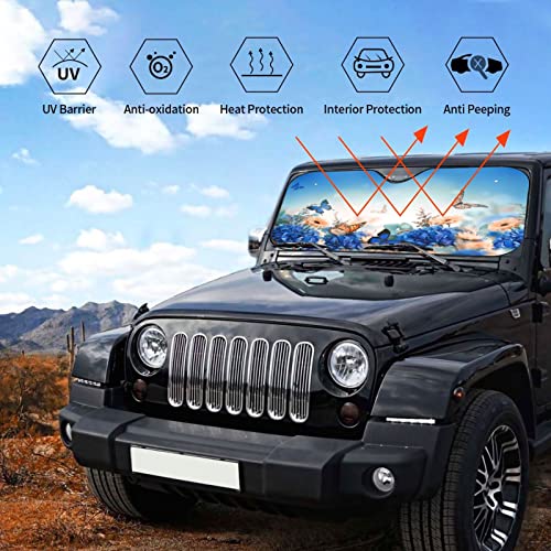 Butterfly Car Windshield Sunshade,Flowers Bloom Window Sunshades Automotive Sun Shade For Cars Suv Trucks Keep Vehicle Cool #TOP5
