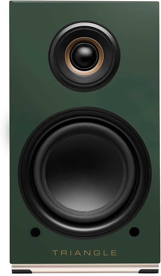 triangle - AIO Twin - Wi-Fi & Bluetooth Active Bookshelf Speakers with 2x50W Amplifier - HD Audio - Phono/Turntable + Optical TV Inputs - 165 x 304 x 235 mm - Green (Pair)