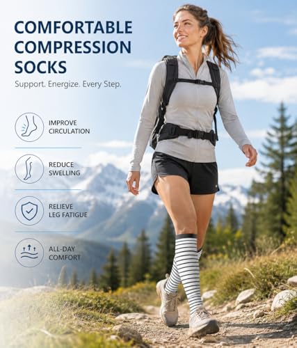 Image of Aoliks Medical Compression Socks for Women & Men, Support Knee High Socks for Running,Nurses,Travel