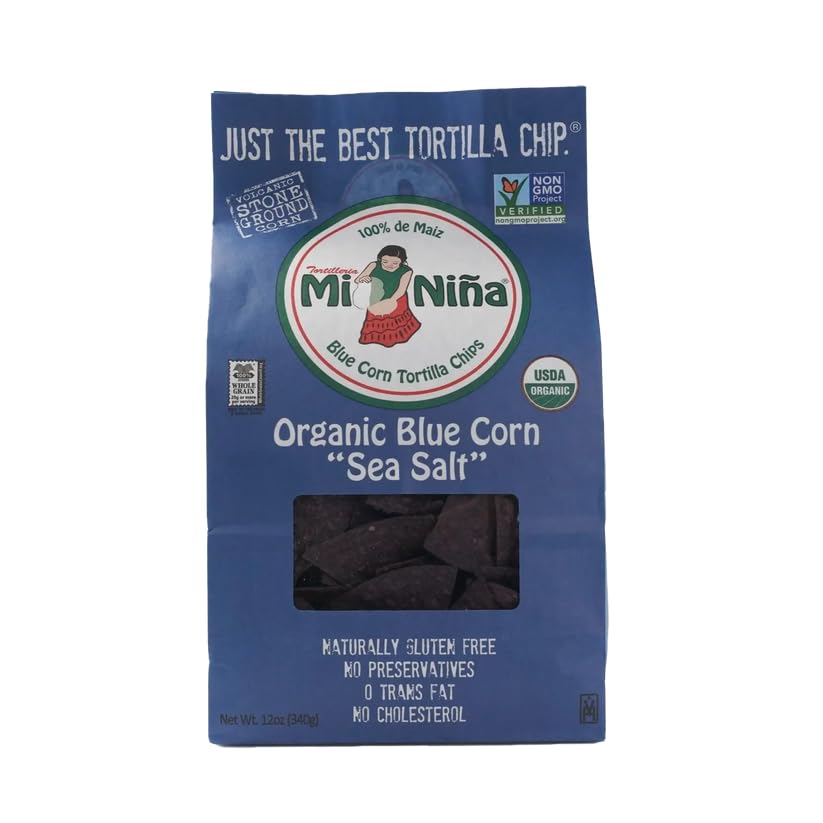 Mi Nina Chip Tortilla Sea Salt Blue Corn 12 oz (Pack of 9)