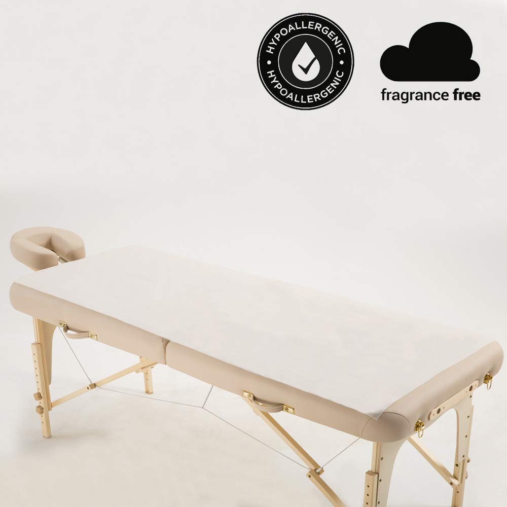 DR.LOMILOMI Premium Disposable Poly-Backing Non-Woven Water and Oil Proof Cover Sheet (W31.5” x L75”) for Massage Table (A Pack of 10) (2 Pack, White)