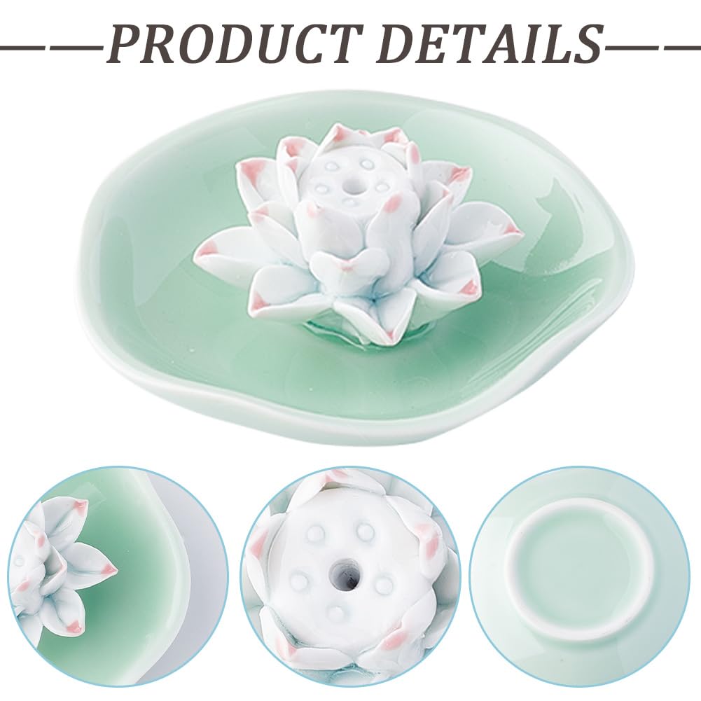 GORGECRAFT 4 Pollice Portaincenso In Ceramica Fatto A Mano Fiore di Loto Bruciatori di Bastoncini di Incenso Piatto Cenere Vassoio Artigianale Porcellana Bobina Base per Yoga Studio Soggiorno