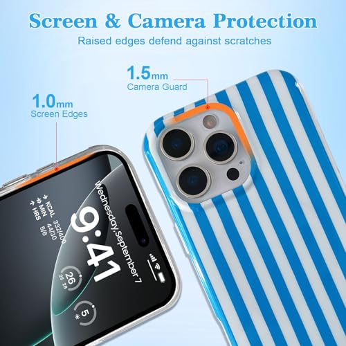 Coque iPhone 16 Pro Max MagSafe à rayures verticales bleu en TPU - 4