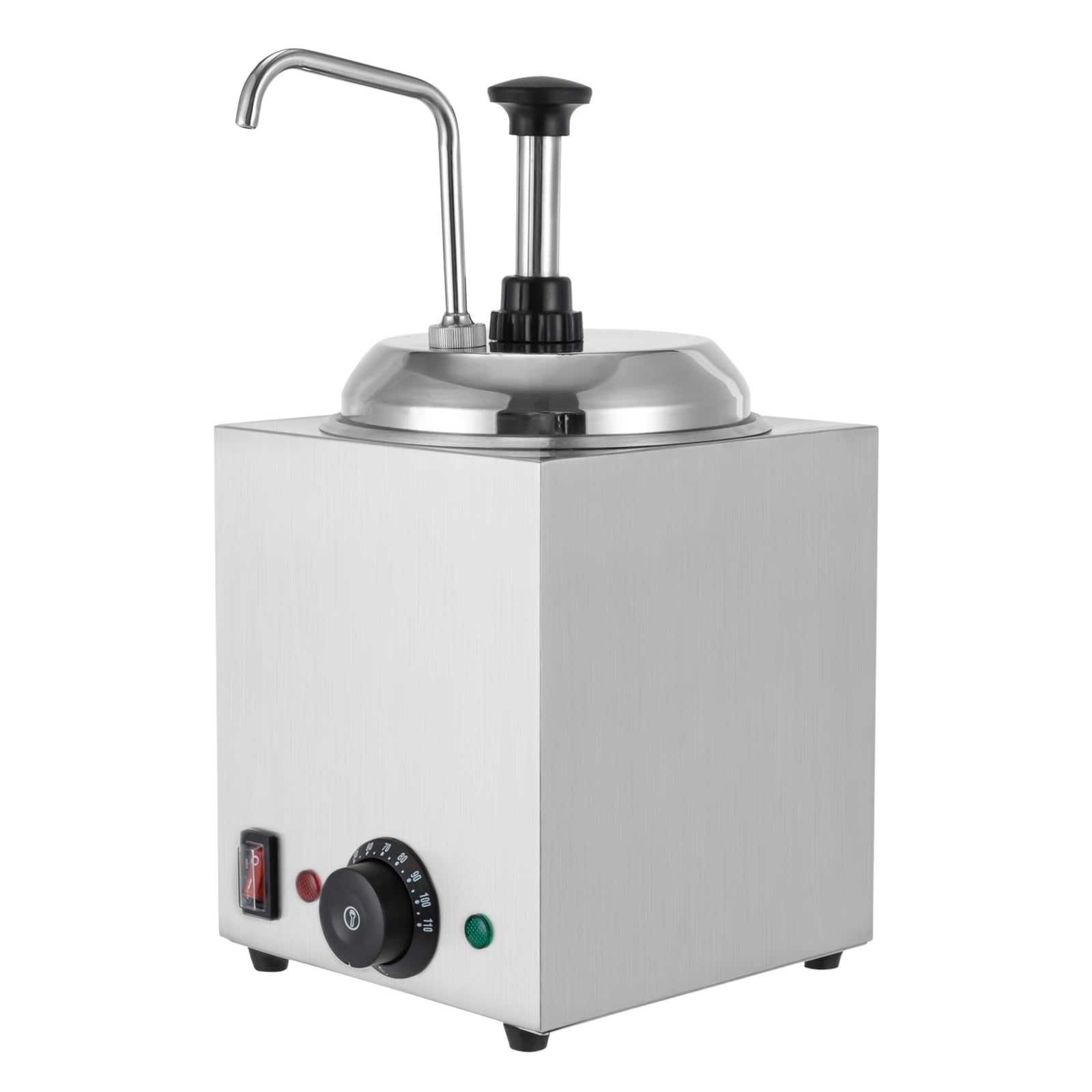 Dispenser per salse in acciaio inox, color argento, con coperchio in acciaio inox, per ristoranti rapidi, snack bar, 20,5 x 20,5 x 41 cm