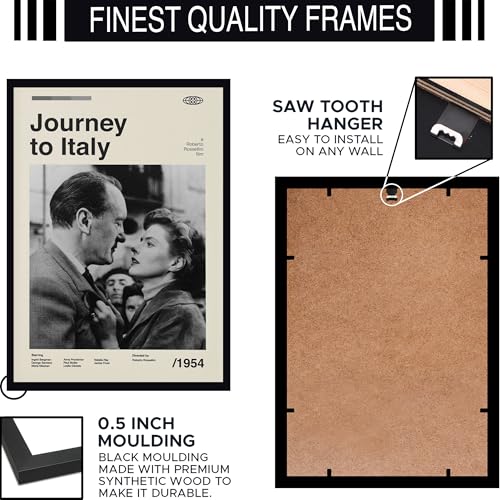 Image of BLINKART Journey To Italy Movie Poster Frame 8x12 Inch | Premium 300 GSM Paper Wall Print | Mid Century Vintage Film Artwork for Home, Bedroom, Living Room, Office | Framed Photo Decor