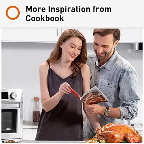 JOYOUNG Air Fryer Toaster Oven with 14 Preset Functions Convection Oven Oil-Less 25QT 1700W, Brushed Stainless Steel & Double Layer Glass, Free Recipes