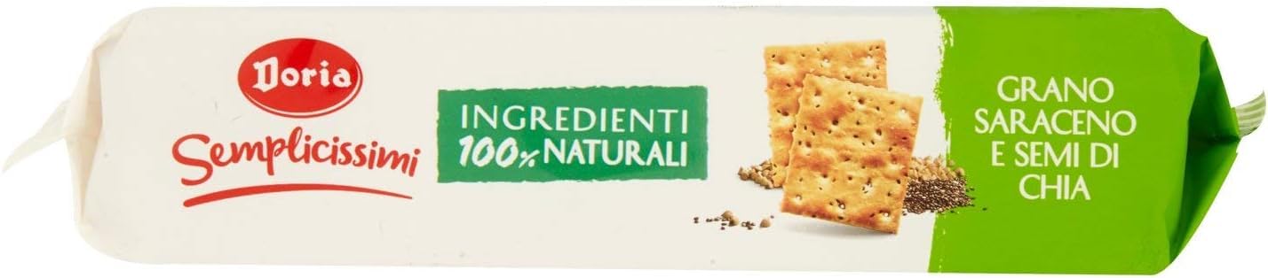 12 galletas Doria Semplicissimi, Grano Saraceno e Semi di Chia, galletas, trigo sarraceno y semillas de chía 245 g + polpa italiana gourmet 400 g