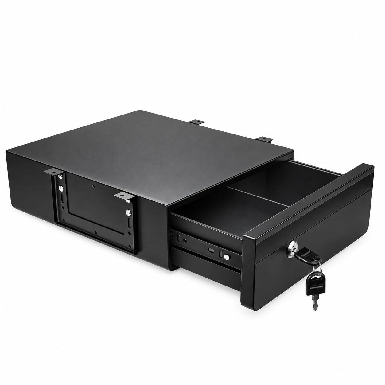 Carbon Steel Under Table Drawer with Lock & Key, Adjustable Height Under Desk Drawer Slide Out Smooth Slide Rails,Hold 33 lbs POPMOON 14 in Deep Under Desk Drawer Lockable, Pull Out Storage Organizer