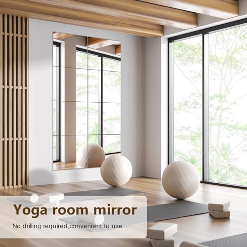 Image of Full Length Mirror Tiles, 12x12 Inch Unbreakable Acrylic Squares for Bedroom, Home Gym, Walls - Shatterproof Mirror Stickers (1pcs)