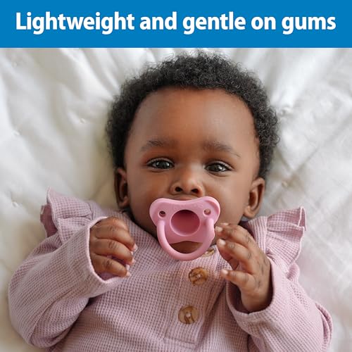 Image of Dr. Brown's HappyPaci Silicone Pacifier, Pink and White, 0-6m, 4-Pack