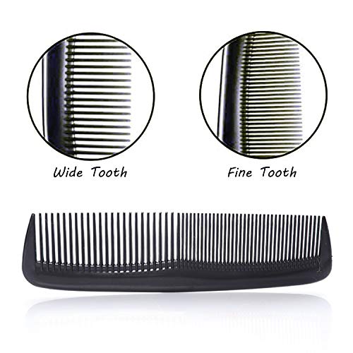 Acehome 12 PCS Hair Combs Set, Colorful Plastic Pocket Combs Pearlescent Effect Fine Dressing Styling Combs Fine and Wide Tooth Cutting Combs for Women and Men, Salon and Hotel Hair Care Tool-Black - Image 4