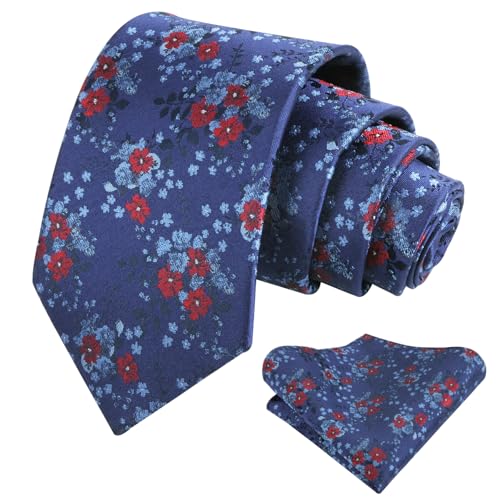 Image of Alizeal Mens 3.15inches Delicate Floral Tie with Small Flower Printed Handkerchief Set