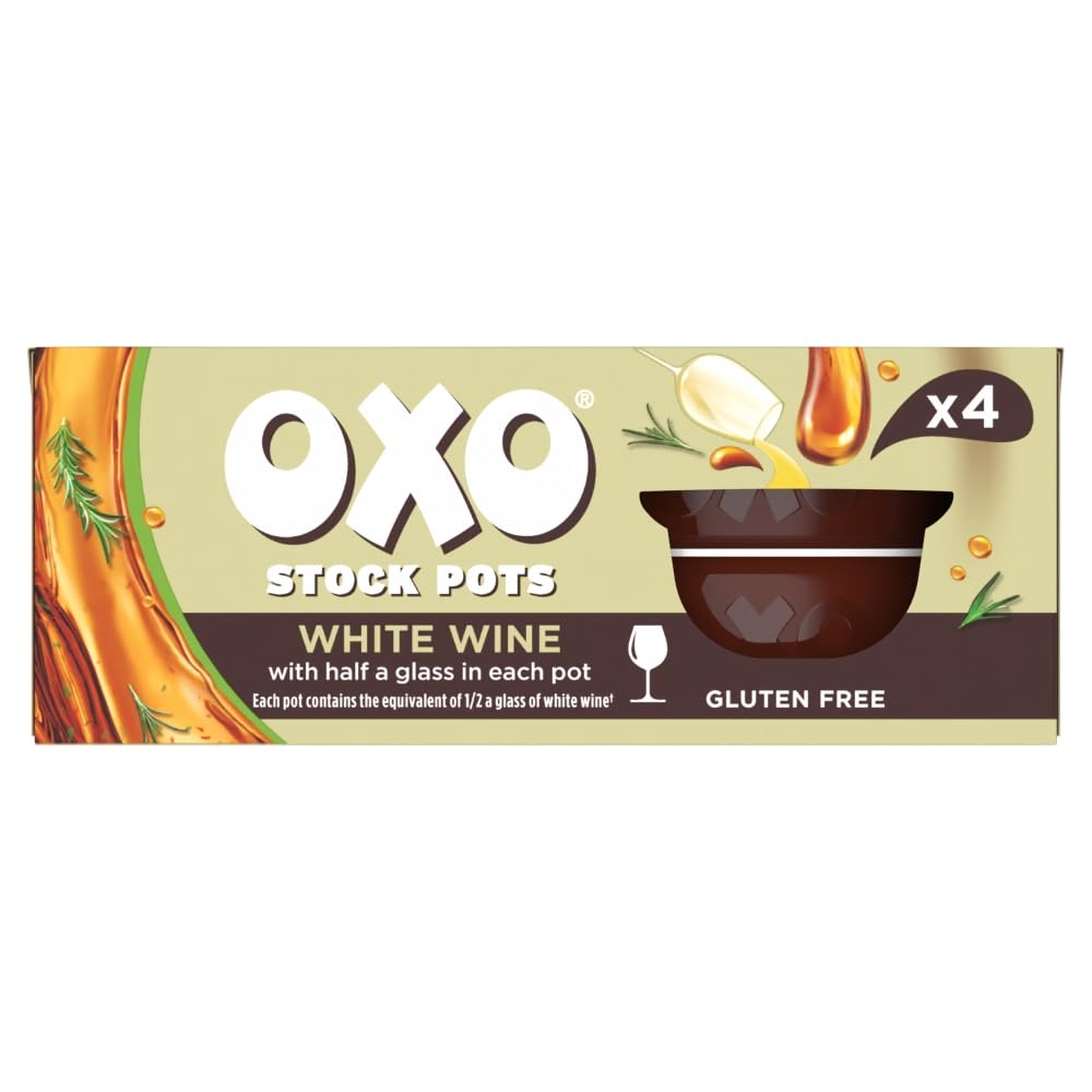 OXO White Wine Stock Pot – Gourmet Base for Creamy & Savoury Dishes, Ideal for Risottos, Pasta, Chicken & Holiday Cooking, 4 x 20 g (80 g Total)