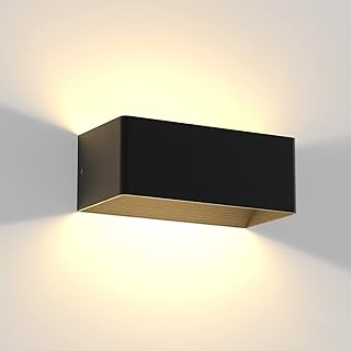 Homefire - Lámpara de pared LED para interior, color negro - Lámpara de pasillo moderna de 5 W, lámpara de escalera blanca cálida