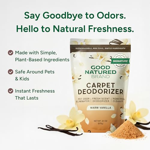 Image of Good Natured Brand | Carpet Freshener & Deodorizer Powder | 31 oz Pet Odor Eliminator for Strong Odor & Pet Urine | Fresh Natural Warm Vanilla Scent | Safe for Homes with Pets