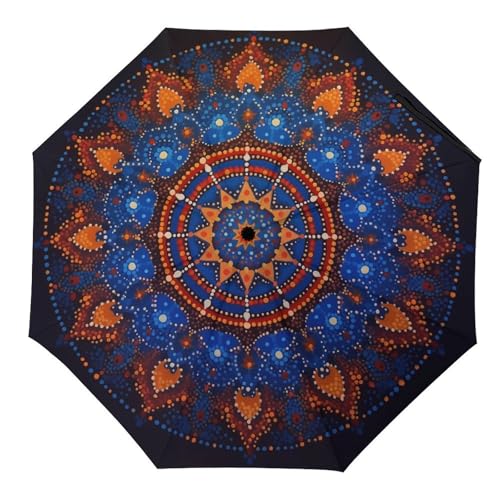 Tilivyx Paraguas Mandala Impresiones Paraguas Plegable Automático Paraguas Con Protección Solar Uv Paraguas Portátil