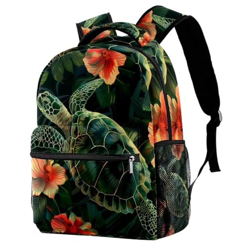Sac à dos d'école Campus tortue verte multicolore avec porte-bouteille