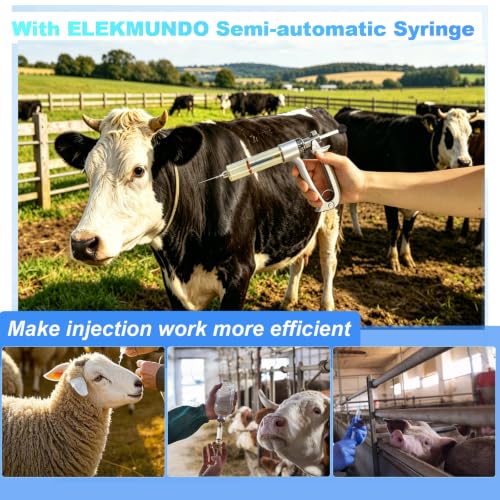 50ml Semi Automatic Cattle Syringe Dosage Adjustable Livestock Vaccine Gun by ELEKMUNDO - Image 6