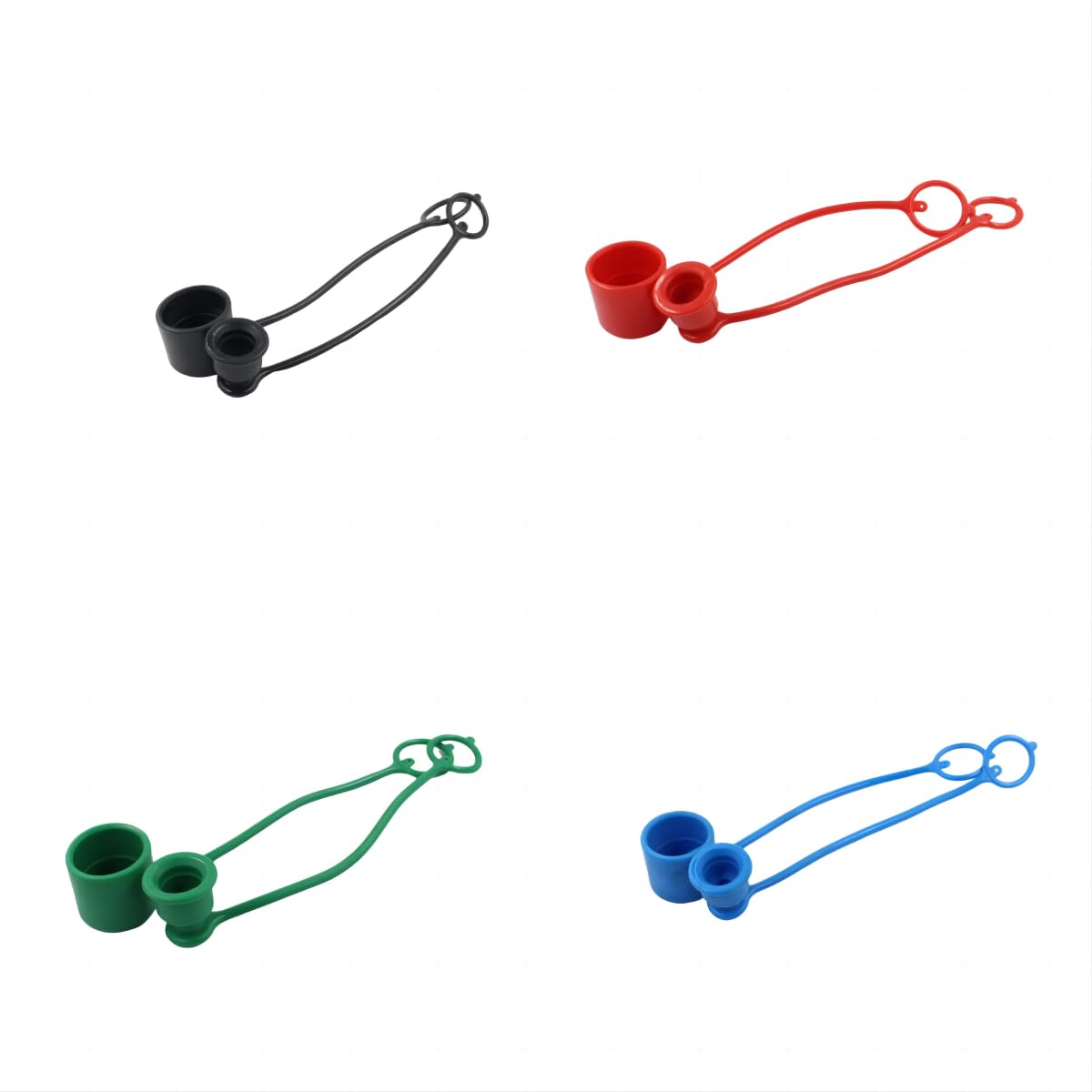 4Sets Rubber Dust Caps/Plugs For 1/4 Body Flat Face Hydraulic Bobcat Skid Steer Quick Couplers (Red,Green,Black,Blue)