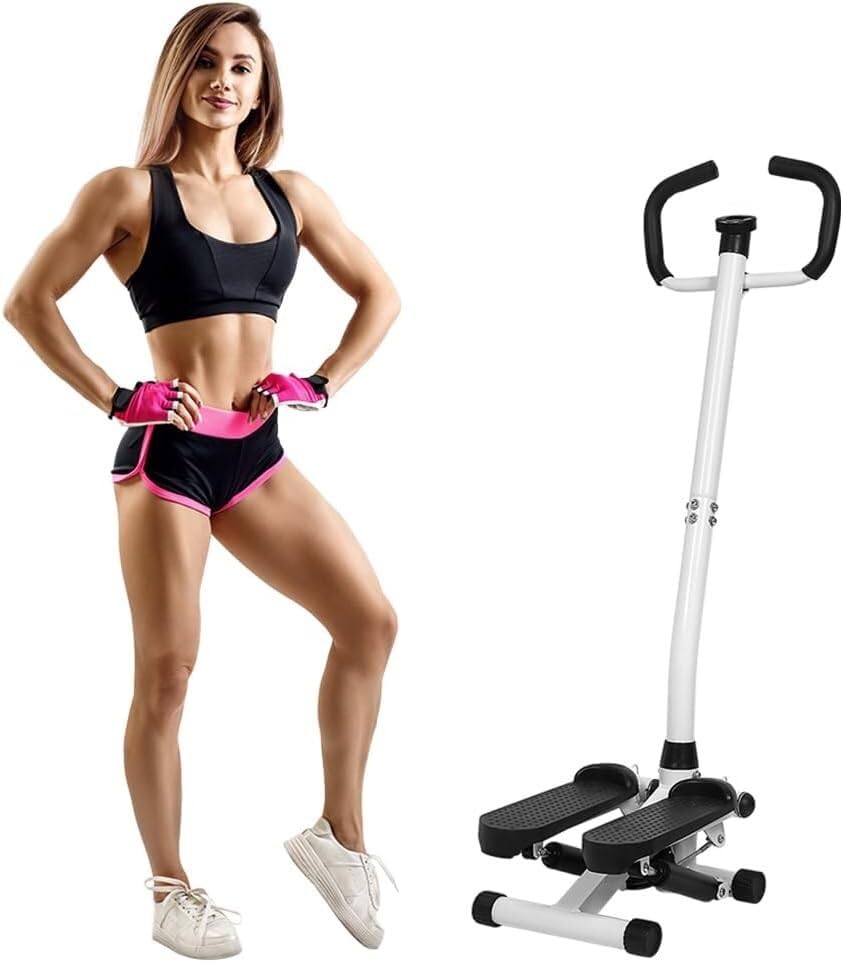 Stepper 2 in 1 con corde elastiche, schermo multifunzione, attrezzatura per il fitness a casa per gambe, braccia, glutei, supporta fino a 150 kg