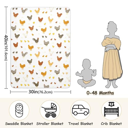 Image of Chickens and Chicks Baby Swaddle Blanket for Boys and Girls, Muslin Baby Receiving Swaddle Blanket, Soft Cotton Nursery Swaddling Blankets for Newborn Toddler Infant