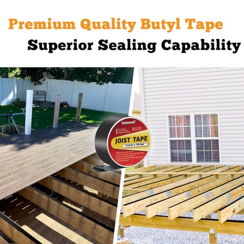 Butyl-Joist-Tape-for-Decking-Heavy-Duty-Self-Adhesive-Weather-Resistant-Deck-Tape-Waterproof-Flashing-Joist-Tape-for-WoodJoists-and-Beams-Black-250-2-Rolls