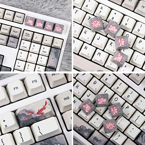 rouroumaoyi 108pcs 5 Sides Dye-Sublimation Ink Koi Nobori Carp Keycap Mechanical Keyboard Keycaps M5TB (Color