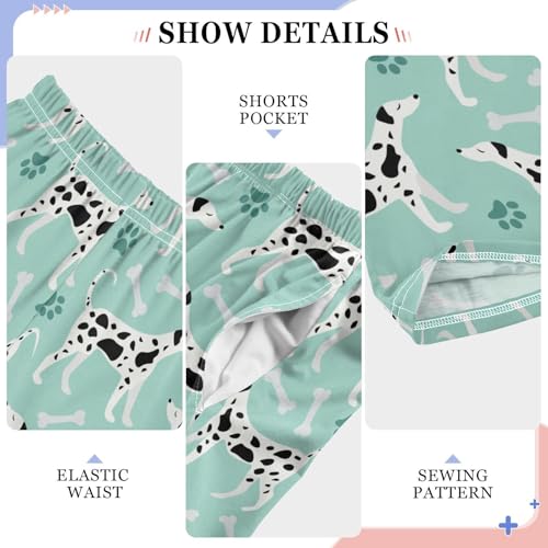 Boys' Pants Dalmatian Dogs Paws Light Blue Long Bottoms Jogger Pants Elastic Waist Trousers with Pockets S-XL4